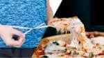 Rapaz de dieta medindo a cintura e a famosa pizza de queijo (Fotos: Reprodução/ Internet/ Montagem)