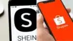 Smartphones com acesso as plataformas de compras online da Shein e Shopee (Fotos: Reprodução/ Internet/ Montagem)