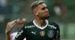 Rafael Navarro todo orgulhoso em campo pelo Palmeiras (Foto: Reprodução/ Cesar Greco/ SE Palmeiras)