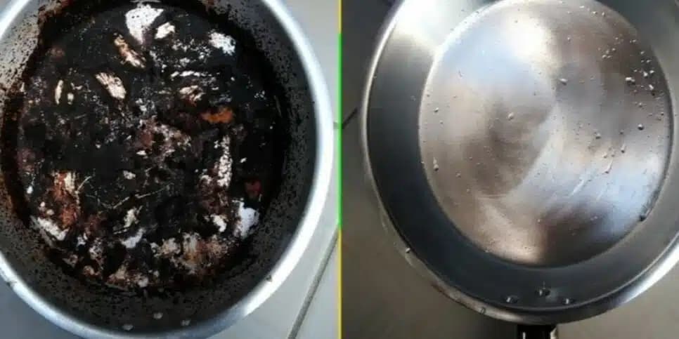 Aprenda a fazer uma mistura caseira que remove alimentos presos em panelas (Foto: Reprodução/YouTube) 
