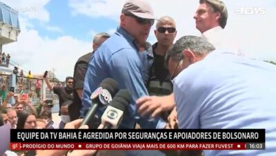 Equipe de afiliada da Globo é agredida por seguranças e apoiadores de Bolsonaro: “Enfiar a mão na cara”