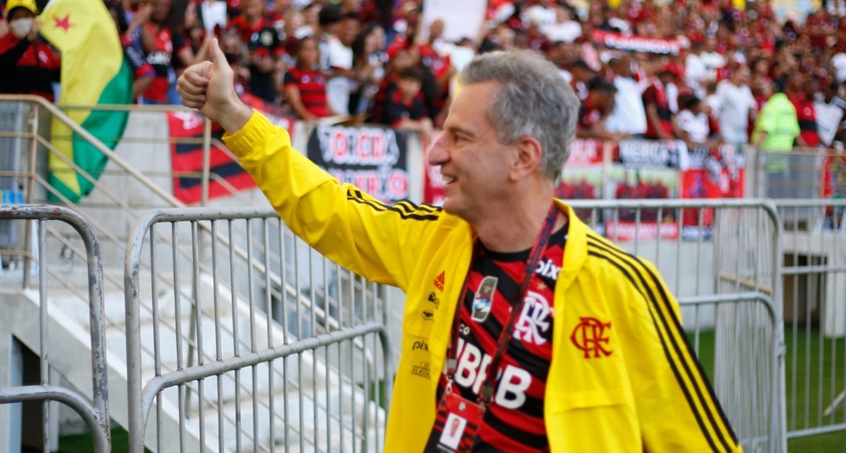 Presidente do Flamengo, Rodolfo Landim, no Maracanã (Foto: Reprodução/ Gilvan de Souza/ CRF)