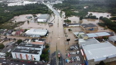 Cidade do Rio Grande do Sul afetada pelo ciclone extratropical (Foto: Reprodução/ RBS TV)