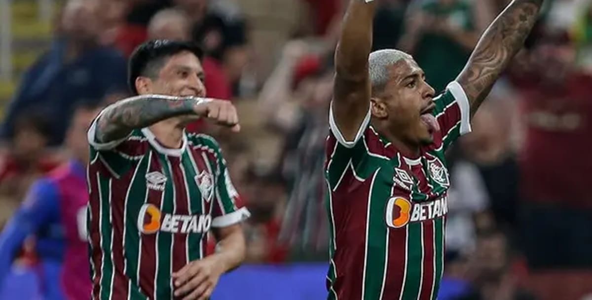 Cano e John Kennedy aós segundo gol do Fluzão na semifinal do Mundial (Foto: Reprodução/ Marcelo Gonçalves/ FFC)