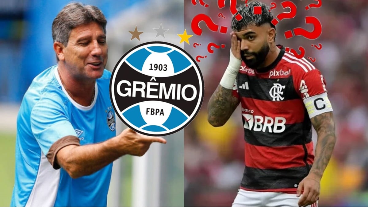 Renato Gaúcho pode ter entrado em contato com Gabigol pra trazê-lo ao Grêmio (Fotos: Reprodução/ Thiago Ribeiro/ AGIF/ Lucas Uebel/ Montagem)