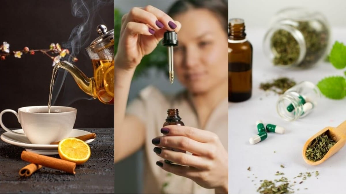Chás, aromaterapia e fitoterápicos são recomendações de calmantes naturais (Foto: Reprodução/ FreePik/ Montagem)