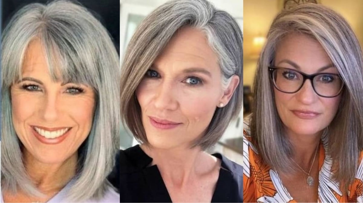Mulheres com + de 60 anos e com cabelos grisalhos: Estes 5 cortes são os mais indicados para remoçar a aparência (Fotos: Reprodução/ FreePik/ Montagem Gustavo)