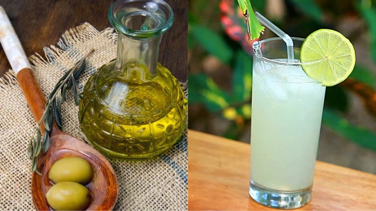 Azeite de oliva e suco de um limão refrigerado e espremido fazem mistura caseira contra estrias (Fotos: Reprodução/ FreePik/ Montagem)