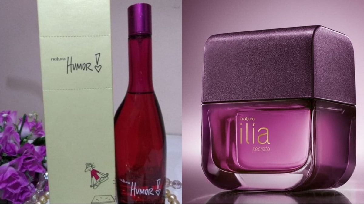 Humor 5 e Ília são perfumes femininos da marca com grudam na pele da mulher (Fotos: Reprodução/ Divulgação/ Montagem)