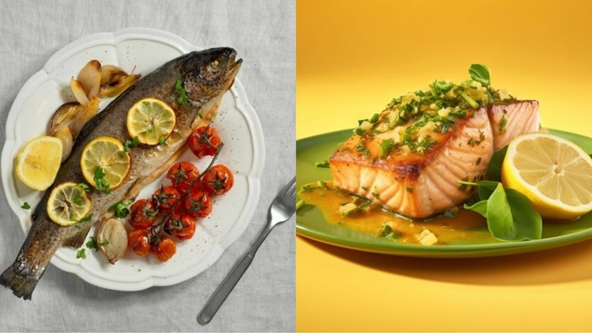 Pratos de peixes; esse alimento ajuda na saúde do homem com o ômega 3 (Fotos: Reprodução/ Freepik/ Montagem)