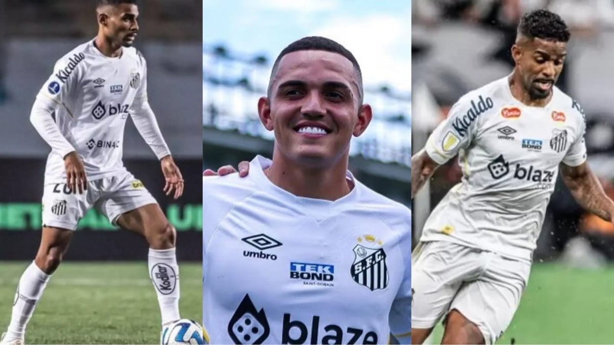 Jogadores Joaquin, Marcelinho e Hayner podem ser negociados pelo Santos (Fotos: Reprodução/ Raul Baretta/ SFC/ Jogada10/ Montagem)