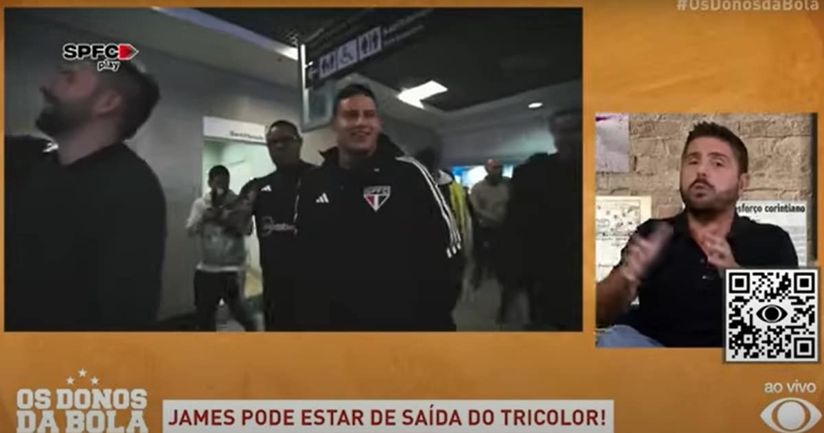 Jorge Nicola crava saída de James Rodríguez do São Paulo ao vivo (Foto: Reprodução/ Os Donos da Bola/ YouTube)