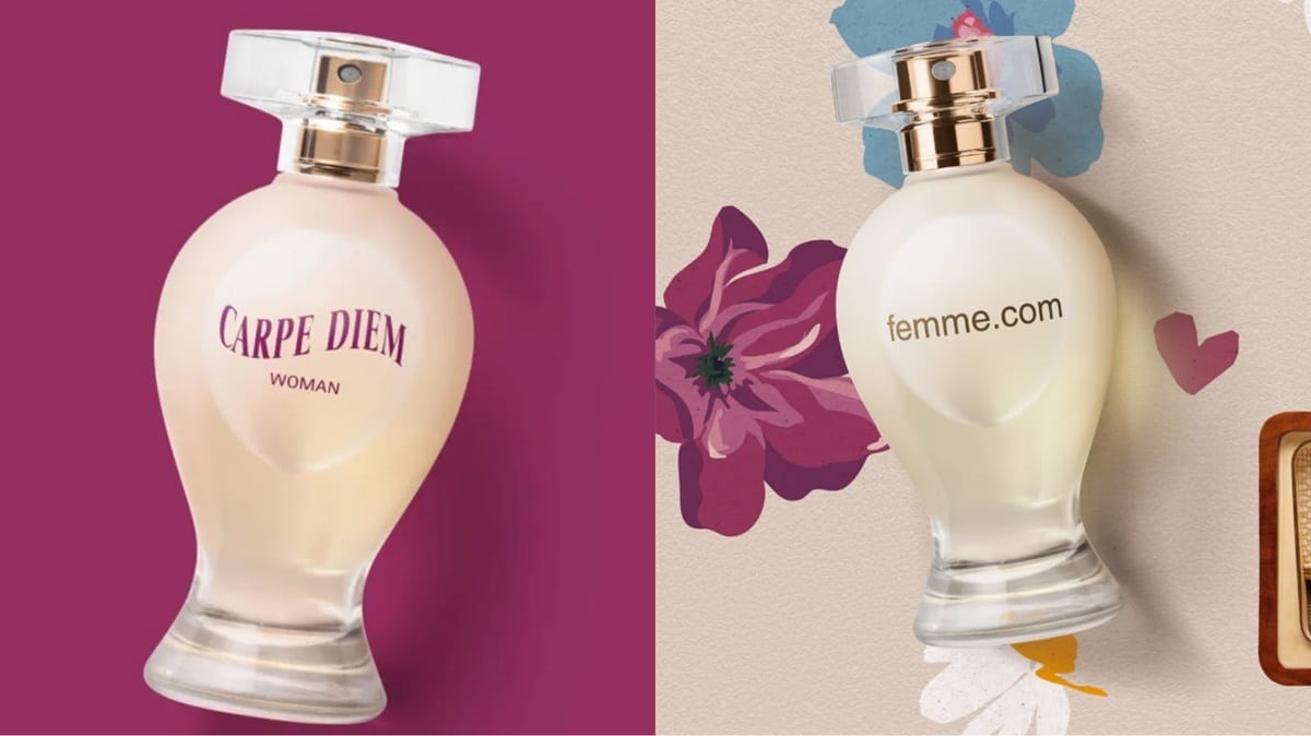 Carpe Diem Woman e Femme.com serão perfumes que a marca dá adeus em 2024 (Fotos: Reprodução/ Divulgação/ O Boticário/ Montagem)