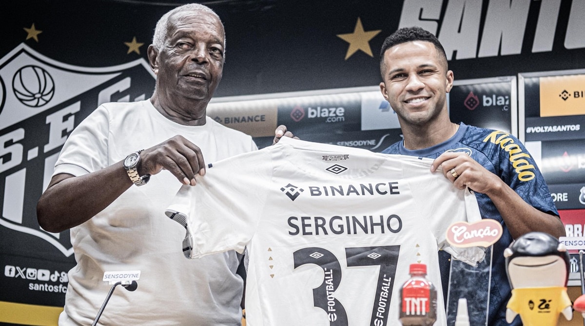 Serginho é novo reforço do Santos e sua volta conta com presença de Lima, antigo treinador das categorias de base do Peixe (Foto: Reprodução/ SFC/ Divulgação)